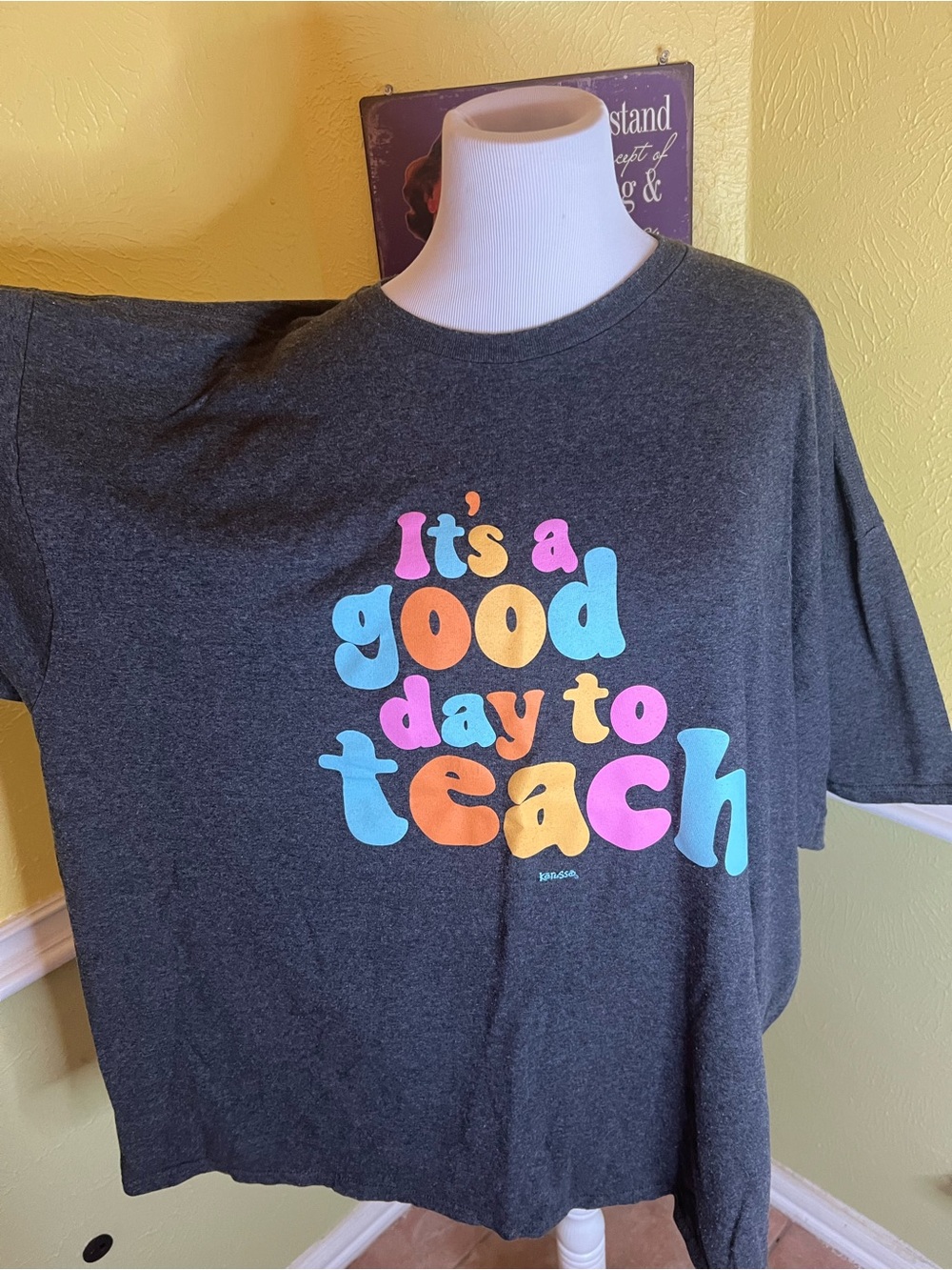 Delta Kids Charcoal Tee with Retro Multi-Color 'It's a good day to teach' Print